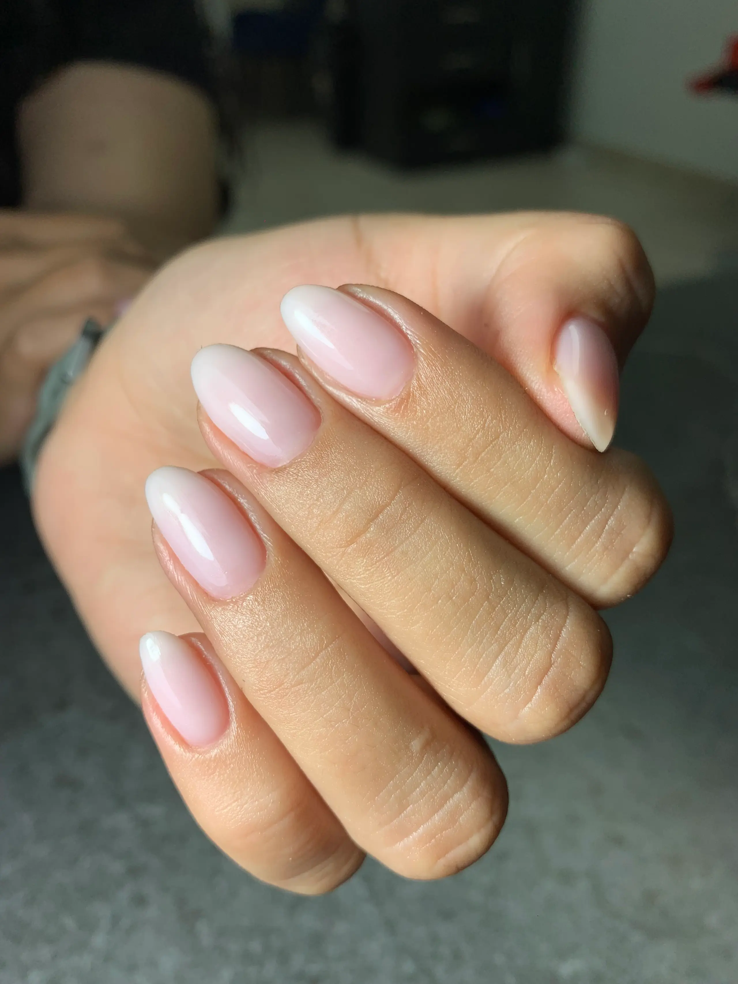 Nude nail design with artistic lines for an elegant manicure.